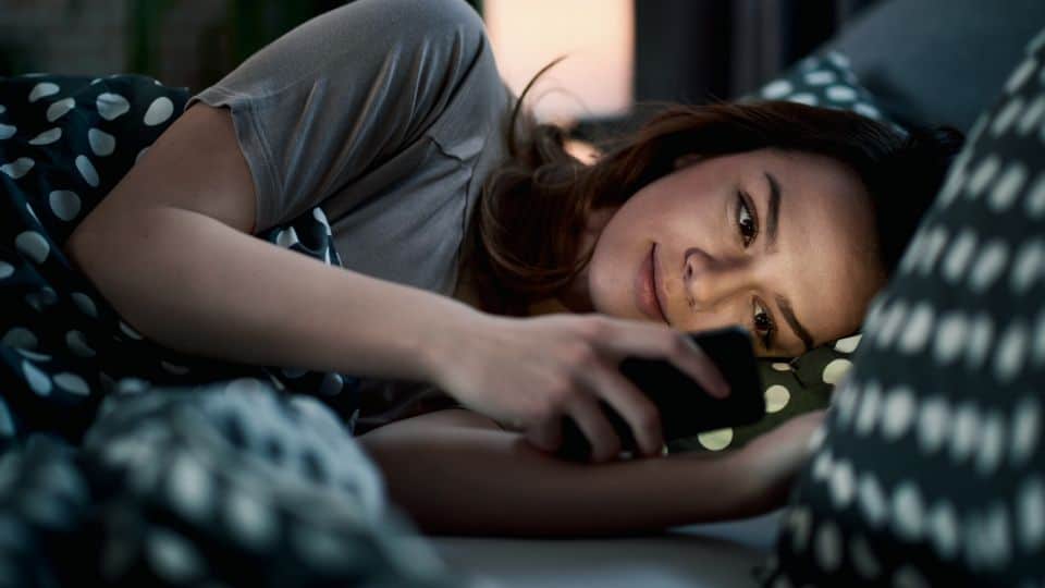 using the phone in bed 